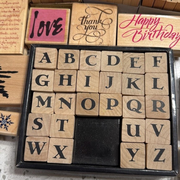 Alphabet and Decorative Stamp Set 5 alphabet 12 misc stamps love thank you snow - Picture 3 of 5